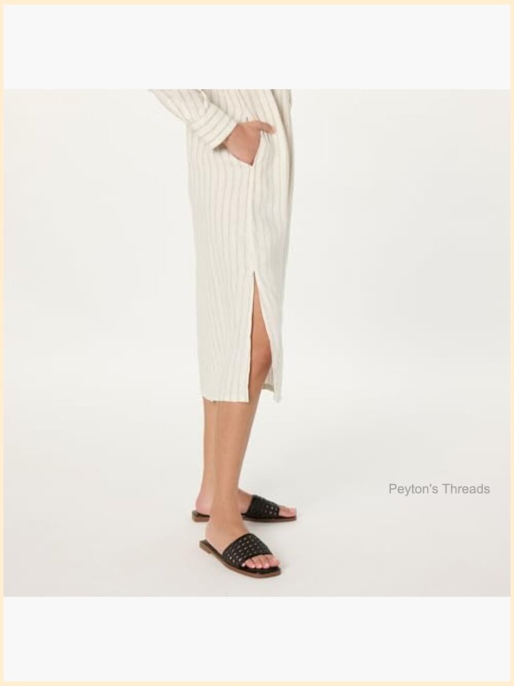 Relaxed Linen Midi Shirt Dress - Long Sleeve Button Front - Picture 3 of 7